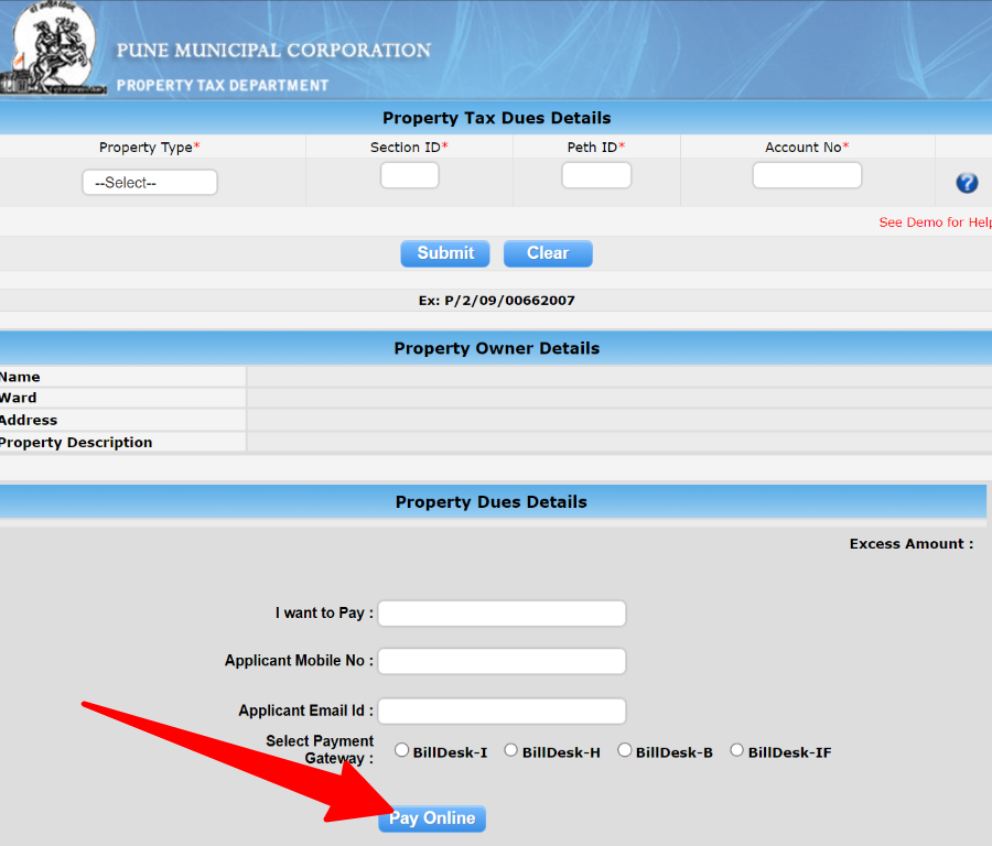 PMC property tax online payments